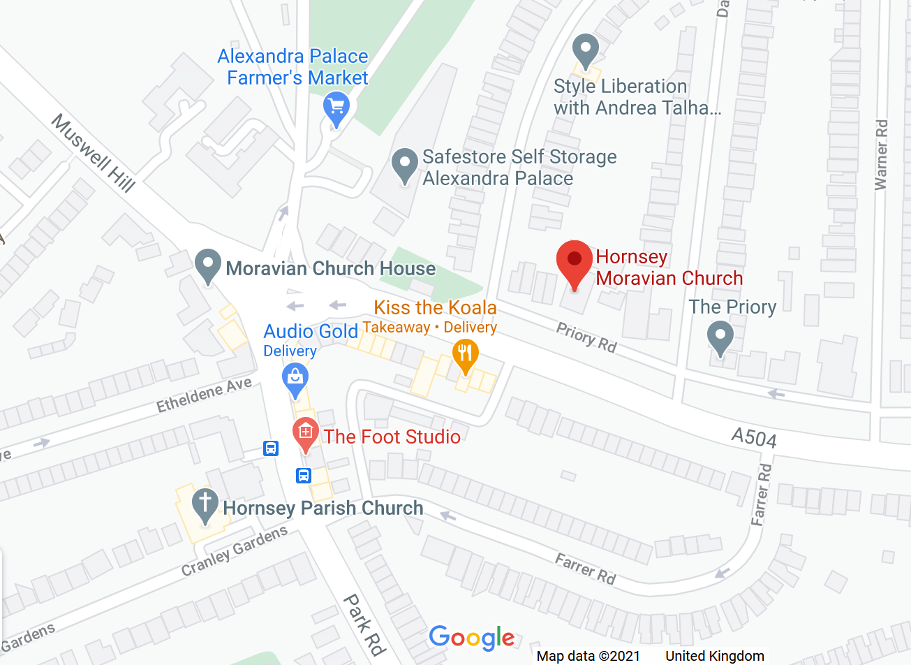 Hornsey Moravian Church map